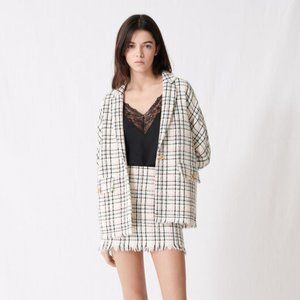 Maje -- Checked Tweed-Style Jacket, Size: XS, New